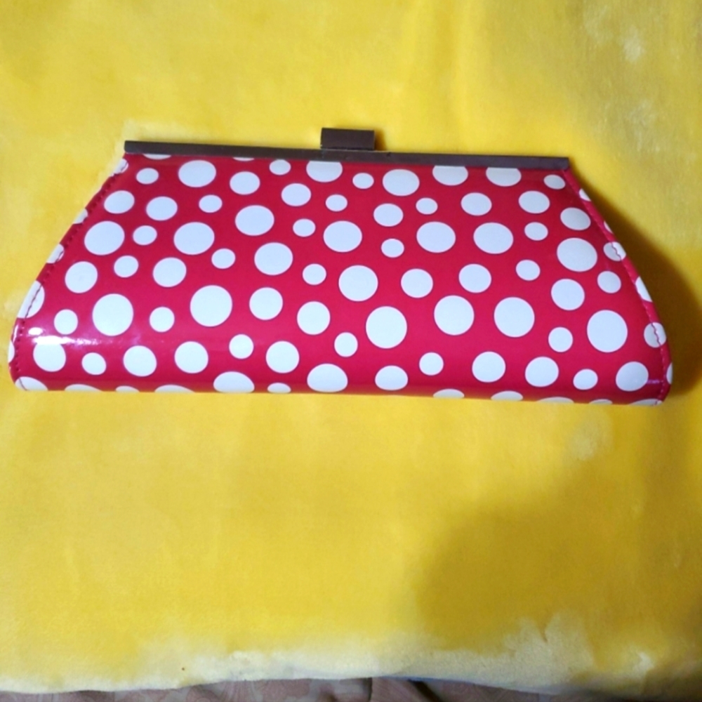 Neiman Marcus Pink Polka Dot Cute Quirky Clutch with Chain